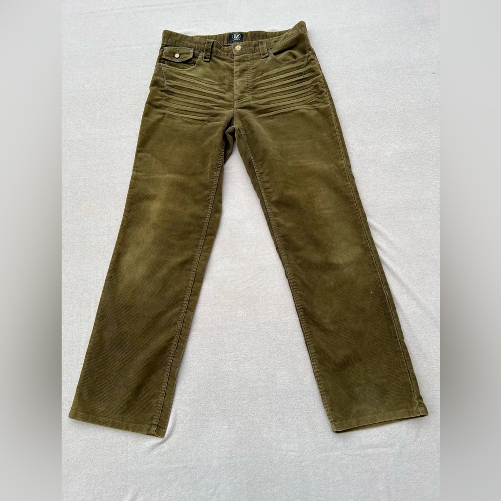Line7 Corduroy Pants Men’s Size 84 Olive Green Button Fly Relaxed Fit Casual